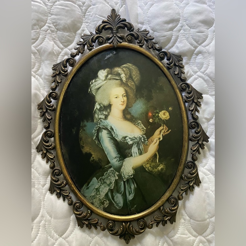 Vintage brass framed portrait. Made in Italy. Felt backing.